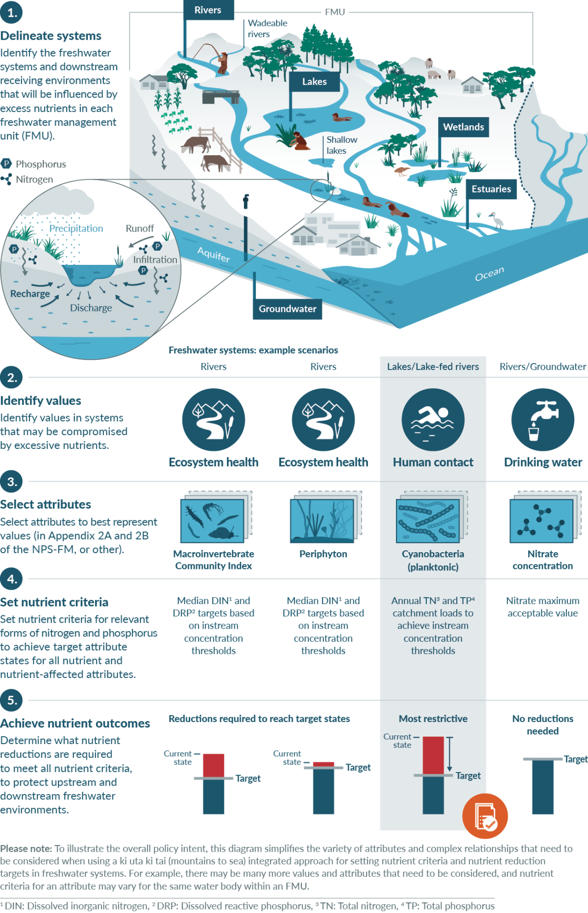 Setting nutrient criteria to archive NPS-FM target attribute states infographic. Read long description for details.