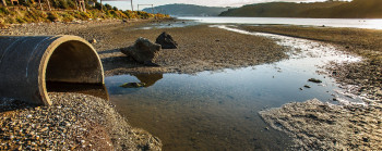 A stormwater pipe going out to the sea in Paremata Harbour.