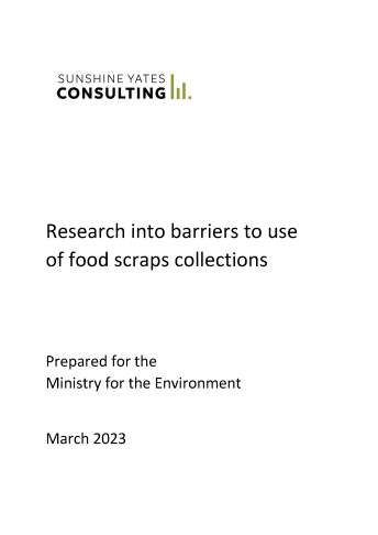 COVER from Research into barriers to use of food scraps collections