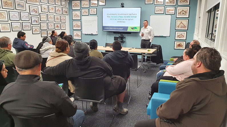 People watching a Whenua Oho presentation