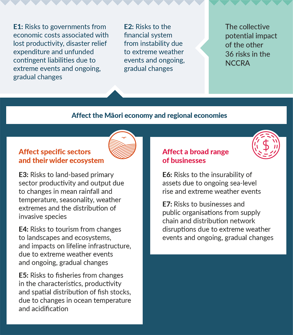 The seven risks (E1 to E7) are defined and grouped according to their impacts.